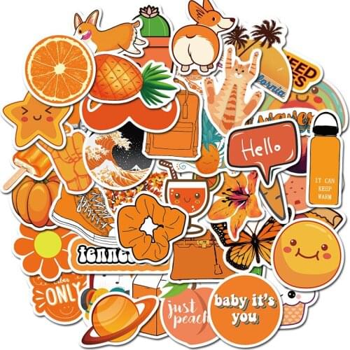50 PCS Orange VSCO Sticker For Chidren Toy Waterproof Girl Stickers For Skateboard Laptop Suitcase Motorcycle Car Decal Toys F4