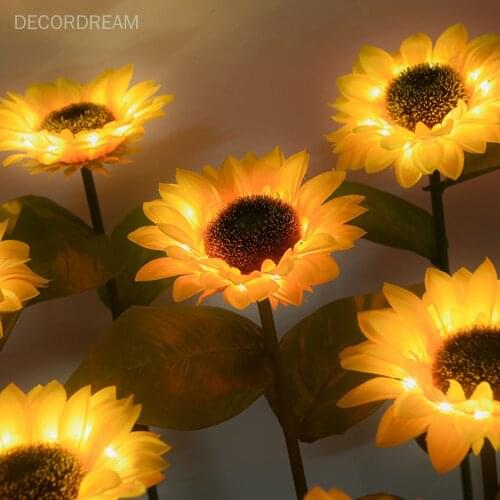 10pcs/lot LED Sunflower Solar Light Outdoor Party Holiday Decoration Plug-in Ground Landscape Garden Pathway Yard Lawn Lights