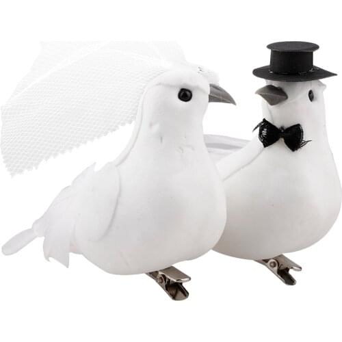 12pcs/set White Foam Doves Cute Small Artificial Feather Bird Photo Props Home Table Garden Bonsai Wedding Store Decor 15*8*7 cm