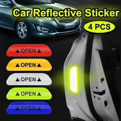 4pcs/Set Car Door Reflective Sticker Anti-collision Warning Open Reflective Stickers Accessories Exterior Auto Stickers