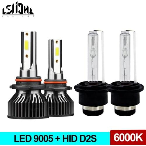9005/HB3 LED Headlight Bulbs + D2S HID Xenon Light 6000K Car Headlamp HI LO Beam Kit For Acura MDX RDX TSX 2007-2013