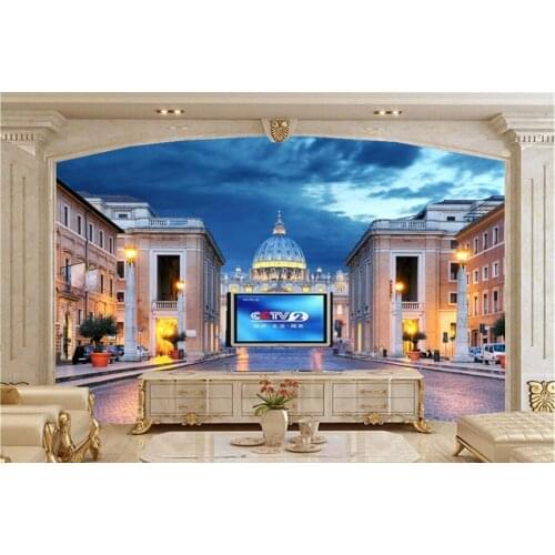 Large 3d murals,Rome Italy Temples Houses Night Street lights Cities wallpaper,living room sofa tv wall bedroom papel DE parede