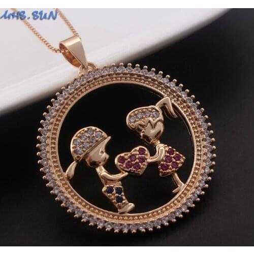 MHS.SUN Fashion AAA Zircon Jewelry Boys Girls Pendant Necklace Luxury Women Chain Necklace Charm Choker For Christmas Gift 1PC