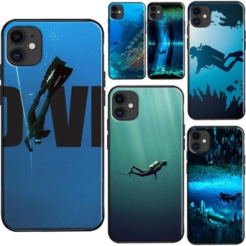 Scuba Diver Underwater Diving Cave Caving Case For iPhone 11 12 Pro Max mini X XR XS Max SE 2020 5S 6 6S 7 8 Plus TPU Cover