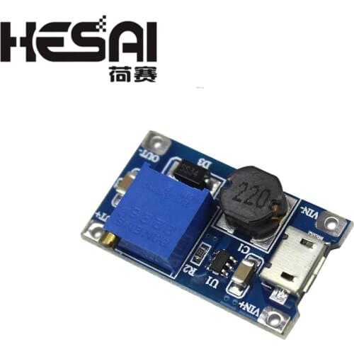 DC-DC Adjustable Boost Module 2A Boost Plate 2A Step Up Module with MICRO USB 2V - 24V to 5V 9V 12V 28V MT3608 LM2577