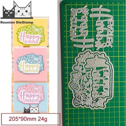 Happy Birthday Easter Thoughts Metal Cutting Dies Decorative Scrapbooking Steel Craft Die Cut Embossing Paper Cards Stencils New