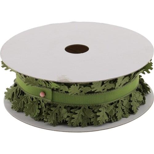 Apparel Sewing 20 Meter Wideth 20mm Green Leaf Leaves Lace Fabric Trims Embroidered for Wedding Dress DIY Craft Handmade Access