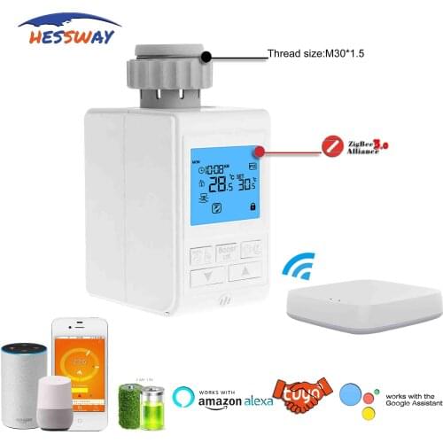 NO NC 2 in 1 electric actuator and thermostat radiator valve for connect witht WIFI TUYA Gateway hub