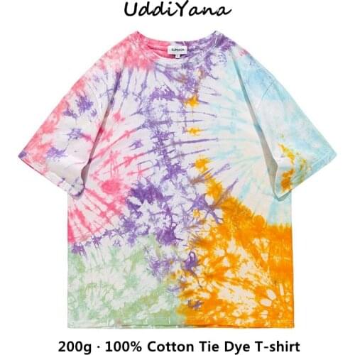 Oversized T-Shirt For Man Short Sleeve 100% Cotton Tie Dye T-Shirts Womens Tee Shirt Y2K Top Handmade Tie Dye Unisex Clothing