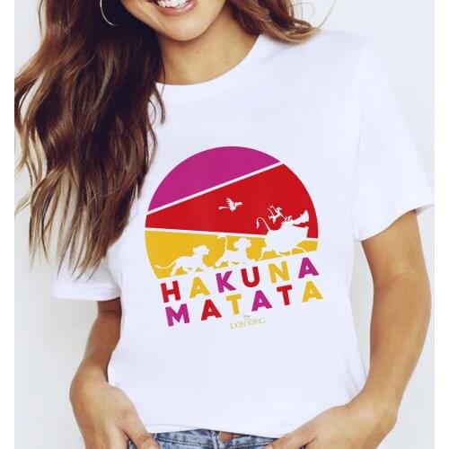 Harajuku Cute HAKUNA MATATA Top Plus Size Women T-shirt Clothing Lion King Cartoon Simba Nala Timon Pumbaa Zazu Print T Shirts