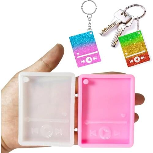 Glossy Epoxy Resin MP3 Player Keychain Silicone Mold Music Silicone Mould For Phone Grip DIY Crafts Polymer Clay Jewelry Making