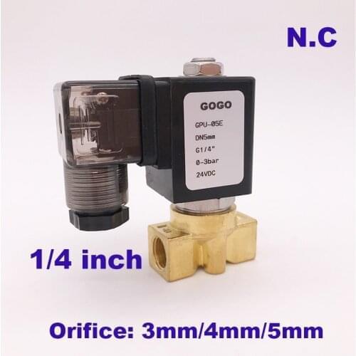 GOGO 2 way Brass water solenoid valve zero pressure start G1/4" AC220V Orifice 3mm/4mm/5mm/6mm normal close electric valve pu