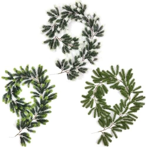 2pcs Artificial Christmas Pine needles Vine For Plant Wall Background Wedding Party Home Garden Hotal Office Bar Decorative