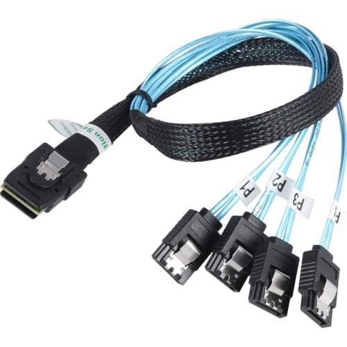 10PCS Internal Mini SAS SFF-8087 36-Pin to 4 SATA 7-Pin Forward Breakout 12Gbps 50cm 1M Hard Drive Data Splitteer Cable Cord