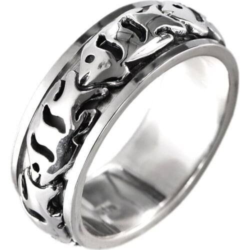 2021 Trend Real S925 silver jewelry handmade retro good luck ring for men and women personality turning fish ring for women