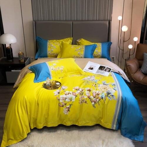 Digital Printing Cotton Duvet Cover 4 pcs Bedding Set Queen King Size