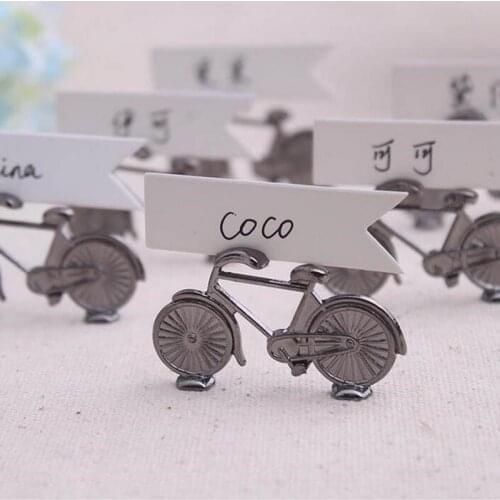 100pcs Creative Vintage Bicycle Bike Table Place Card Holder Name Number Wedding Party Memo Clip Restaurants Decoration ZA1214