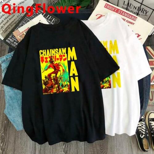 Cool Japanese Anime Chainsaw Man T Shirt Men Funny Cartoon Graphic T-shirt Summer Casual Manga Tshirt Streetwear Top Tees Male