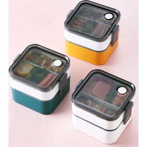 Lunch Box Separate Type Microwave Heating Portable Student Bento Food Container Tableware for School