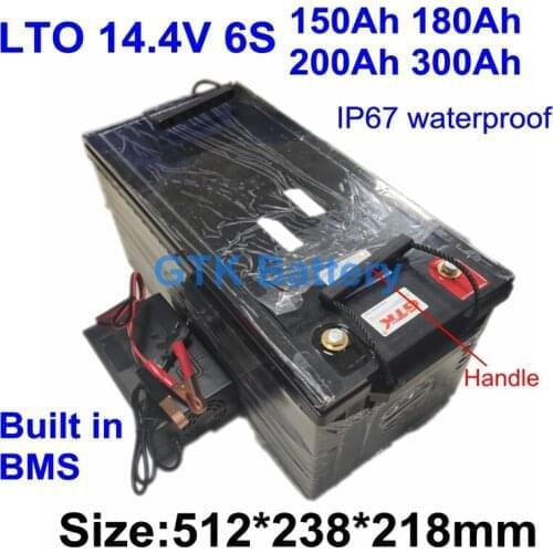 14.4v LTO 14V 6S 150ah 180AH lithium titanate Battery for electronic vehicle Boat marine Solar car EV BMS+ 20A fast charger