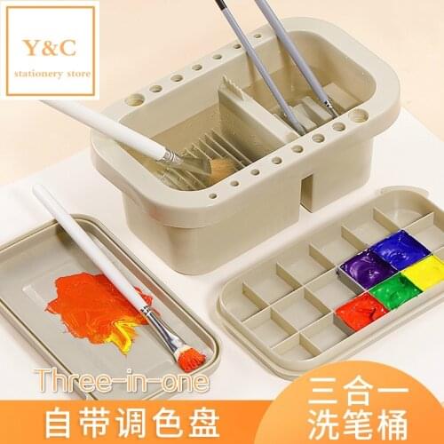 3 In 1/Set Multifunction Brush Pen Barrel Wash Paintbrush Box Palette Painting Watercolor Outdoors Student Art Stationery