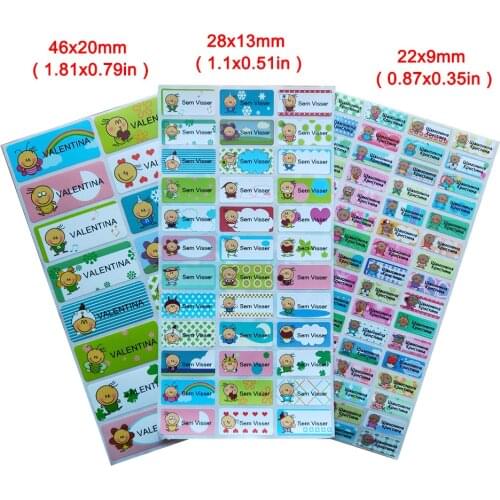 Multi-size Cartoon Bean Pattern Custom Waterproof Name Sticker Personal Tag Labels Children Scrapbook School Stationery Stickers