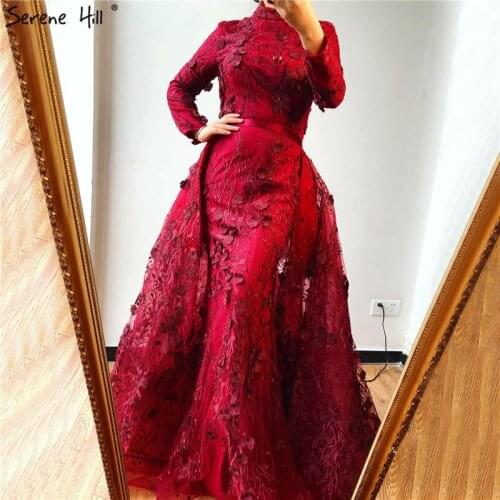 Muslim Long Sleeve Turkish Arabic Mermaid Formal Evening Party Gown Dress Robe De Soiree Kaftan Dubai Engagement Gowns BLA6308