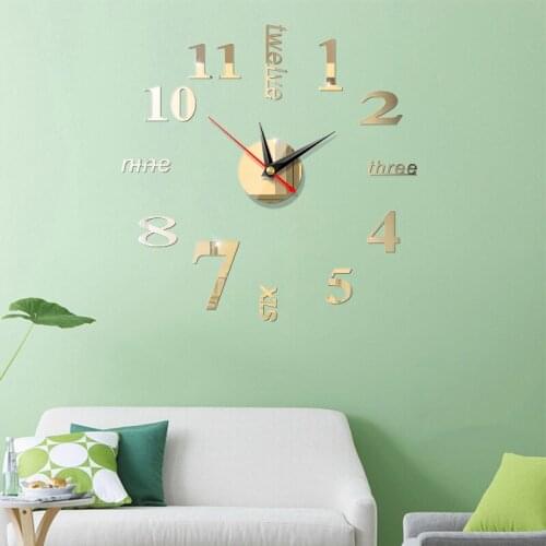 Los Fick 3D Wall Clock Mirror Wall Stickers Creative DIY Wall Clocks Removable Art Decal Sticker Home Decor Living Room Decor