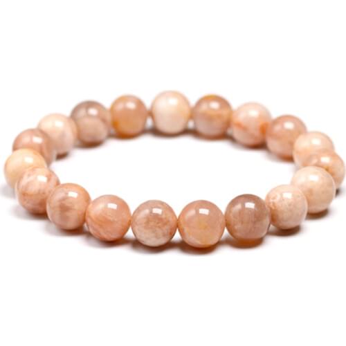 Natural Sunstone Beads DIY Beads Bracelets For Women Jewelry Gift Elastic Cord Men Healing Energy Bangle For Man Gemstone Gift