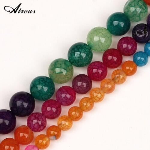Natural Stone Bead Smooth Fire Dragon Veins Agates Beads Loose Beads For Jewelry Making DIY Bracelet Accessories15"6 8 10 mm