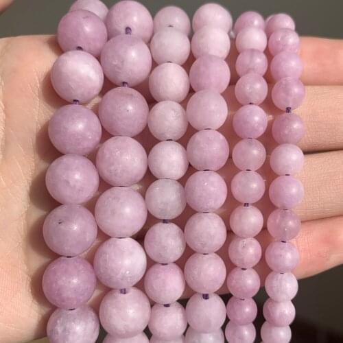 Natural Dull Polished Matte Light Purple Jades Round Loose Spacer Beads For Jewelry Making DIY Bracelet Necklace 15'' 6 8 10mm