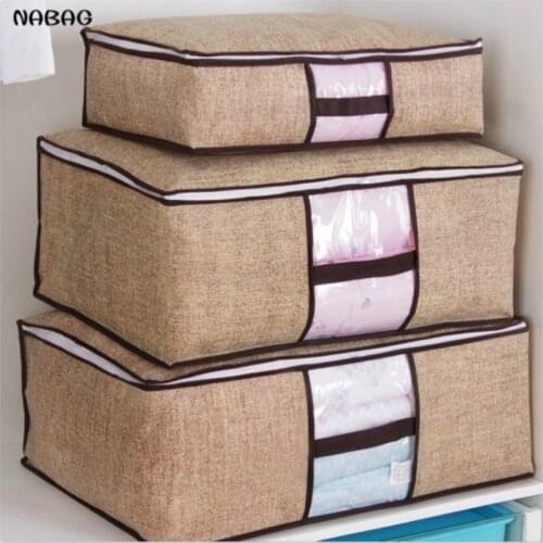 Non-Woven Clothing Storage Bag Closet Organizer Space Saver Bag Blanket Pillow Quilt Bedding Duvets Curtains Rangement