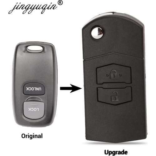 Jingyuqin New Upgrade 2 Buttons Car Remote Flip Keyless Entry Shell For Mazda 2 3 6 323 626 Fob Control Key Case Replacement
