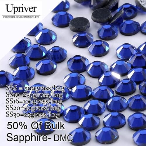 Bulk Packing Shiny Stones Flatback Best Quality SS6 SS10 SS16 SS20 SS30 Sapphire Hotfix Rhinestones