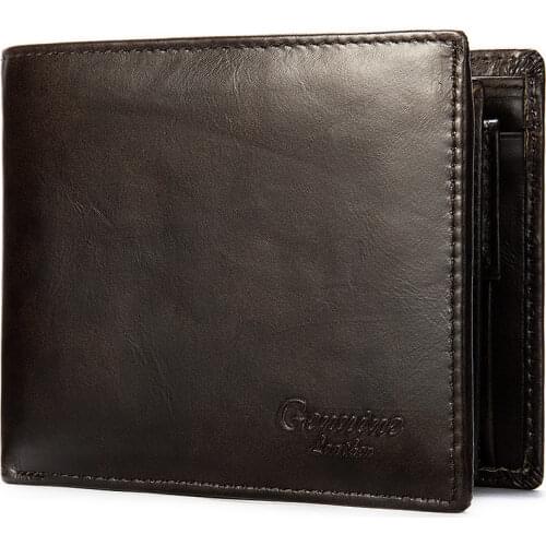 OYIXINGER Mens Genuine Leather Wallet Male Bifold Short Purse Multiple Card Slots Vintage Wallet For Men Fashion ID Card Holder