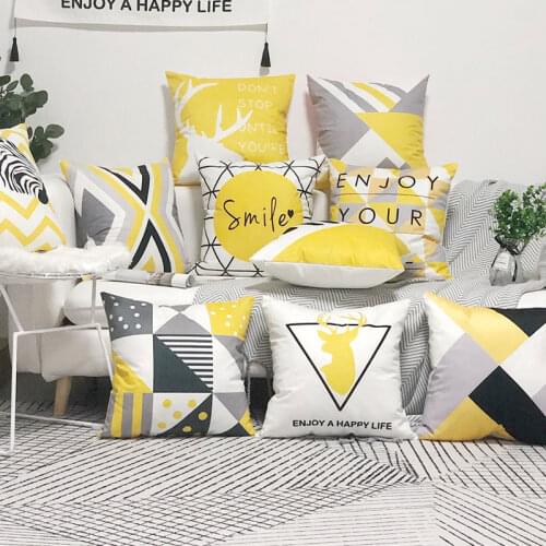 Pillow Case Geometric Yellow/Grey/white/Black Sofa Decorative Cushion Cover Pillowcase Home Decor 45x45cm