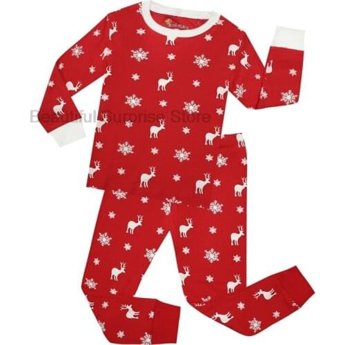 Christmas Suit Baby Girls Pajamas Sets Cartoon Deer Clothing for Toddler Boys Sleepwears Kids Pijama Suits Full Sleeve Nightwear
