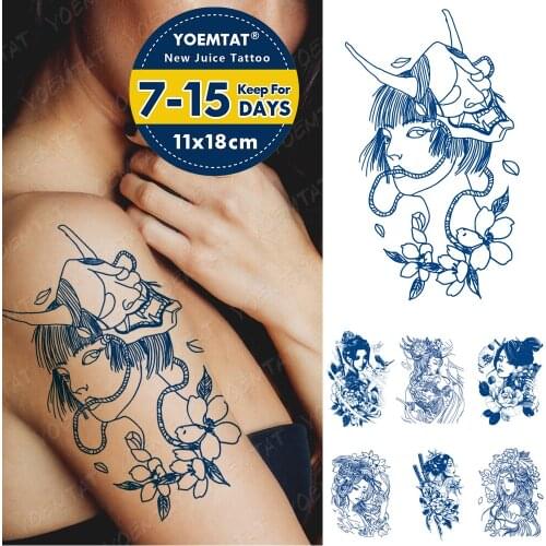 Juice Ink Tattoos Body Art Lasting Waterproof Temporary Tattoo Sticker Prajna Mask Geisha Tatoo Arm Fake Japan Tatto Women Men