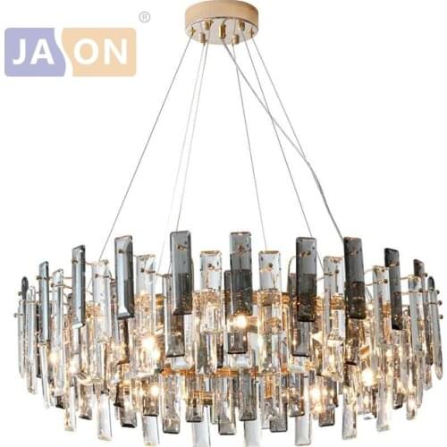 LED Postmodern Crystal Iron Round Oval Chandelier Lighting Lustre Suspension Luminaire Lampen For Dinning Room