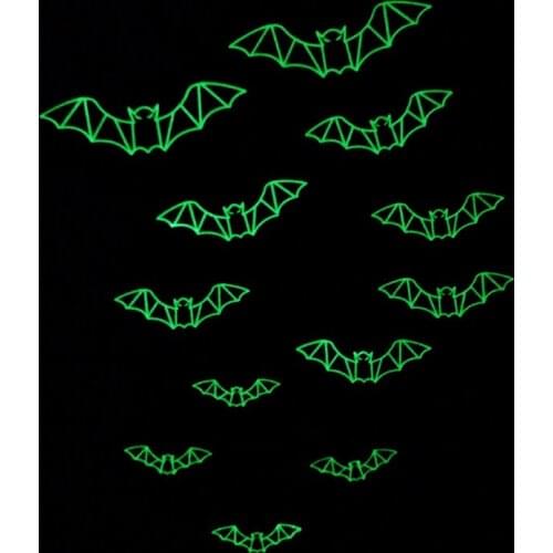 Luminous Halloween Decoration 3D Black PVC Bat Halloween Party DIY Decor Wall Sticker Bar Room Halloween Party Scary Decos Props