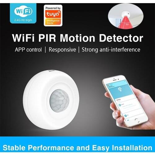 Tuya WIFI Smart PIR Motion Sensor Smart Life App Remote Control Alarm System Home Security Smart Home Human Body Movement Sensor