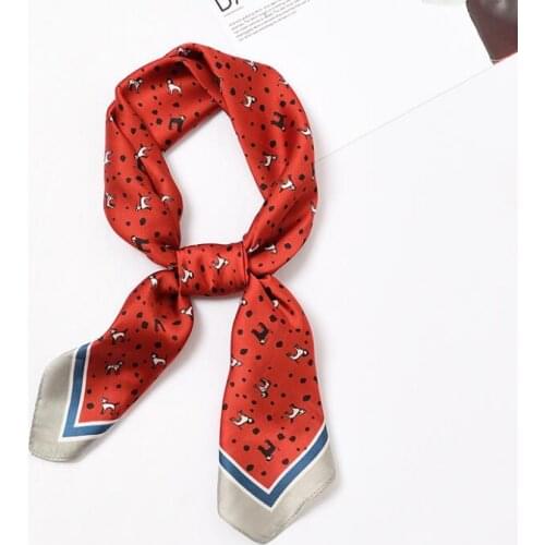 Yishine Cute Dogs Printed Women Multifunction Polyester Silk Scarf Satin Small Square Wraps Scarves 70x70cm New