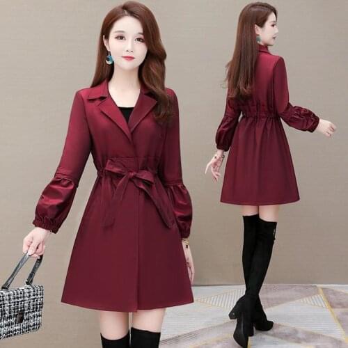 Trench Coat For Women Spring Autumn New Korean Loose Thin Outwear Fashion Belt Slim Windbreaker With Lining Plus Size 4XL H130