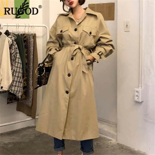 RUGOD 2019 New X-Long Women Coat Long Sleeve Casual Women Trench Coat Solid Warm Winter Clothes trench coat for women