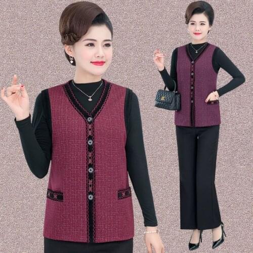 #0781 Spring 2021 Middle Age Women Vest Coat V Neck Vintage Short Vest Waistcoat Female Slim Thin Outerwear Vest Female