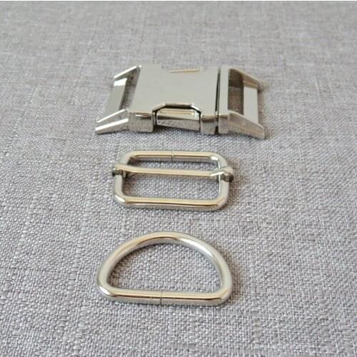 100 sets 30mm strong metal hardware clasp D ring adjuster belt straps quick release buckle for paracord dog collar DIY accessory