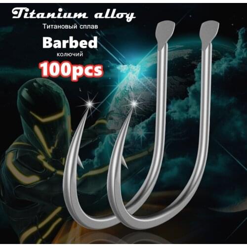 100pcs Japan Titanium Alloy Fishing Hooks Barbed Super Hard Tools Squid Carp Fly Violent Accessories Pesca Jig Assist Fishhook
