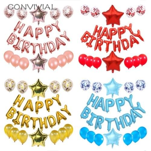 16inch Letter Balloon Happy Birthday Party Decorations Kids Helium Ballons Decoration Birthday Confetti Balloon Foil Balls