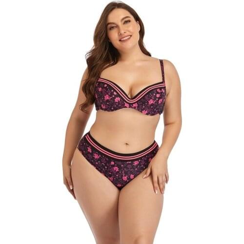 2021 New Fashion Ladies Split Swimsuit Sexy Print High Waist Pants Plus Size Big Cup Swimsuit Swimsuit Bikini XXL