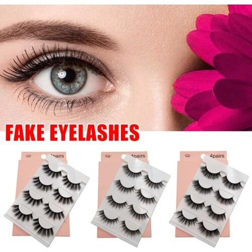 4 Pairs Eyelashes Thick Long Eye Lashes Fluffy Extension Makeup Beauty for Women MA